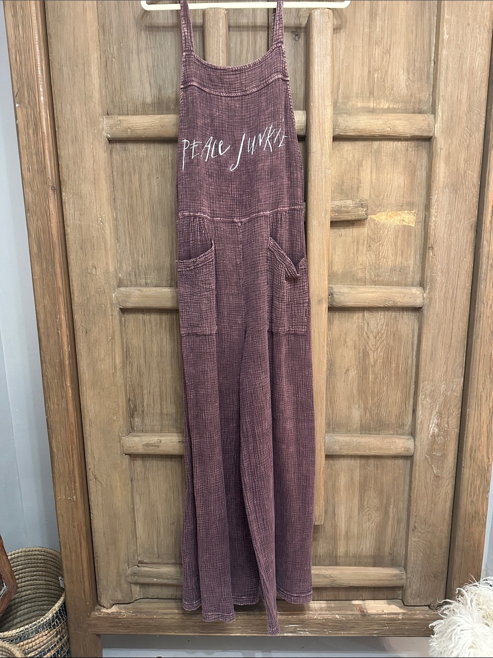 Peace Junkie Ribbed Jumpsuit in Mauve gauze free people inspired